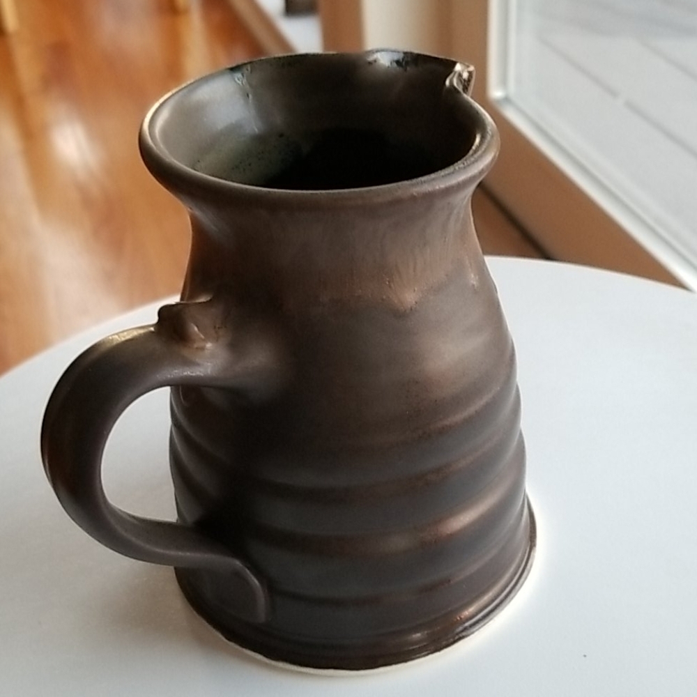 S.J Pottery signed Brown Heart Pitcher - Picture 2 of 8